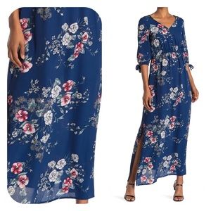 Superfoxx blue Floral printed crepe maxi dress